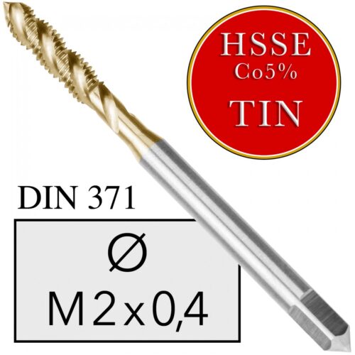 M2 Gwintownik Maszynowy HSSE TiN DIN 371 Skrętny