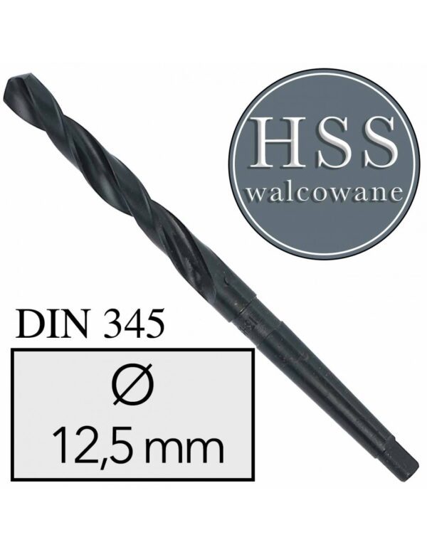 Fi 12,5 mm Wiertło do metalu NWKc HSS DIN 345 Stożek Morse'a WALCOWANE