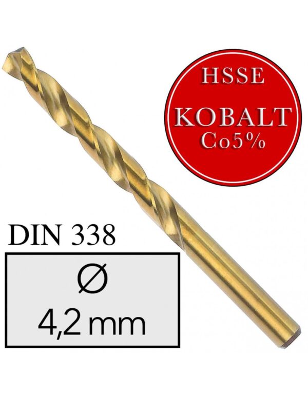 Fi 4,2 mm Wiertło do metalu HSSE Co5 Kobalt DIN 338 NWKa
