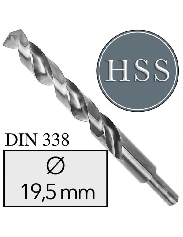 FI 19,5 mm Wiertło do metalu DIN338 HSS Podtaczane