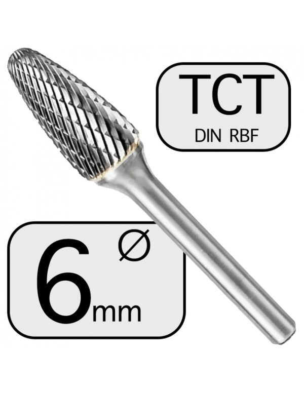 6 mm Pilnik Obrotowy RBF TCT Ostrołukowy Zaokrąglony Professional