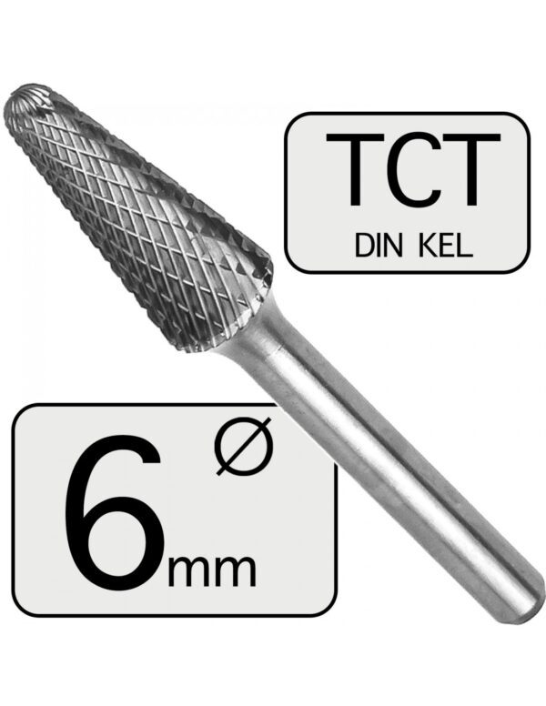 6 mm Pilnik Obrotowy KEL TCT Stożkowy Zaokrąglony Professional