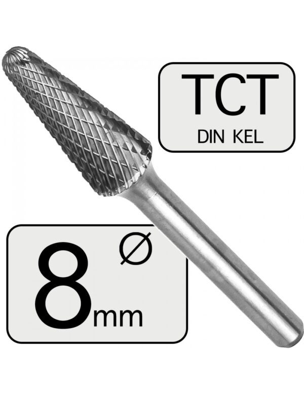8 mm Pilnik Obrotowy KEL TCT Stożkowy Zaokrąglony Professional