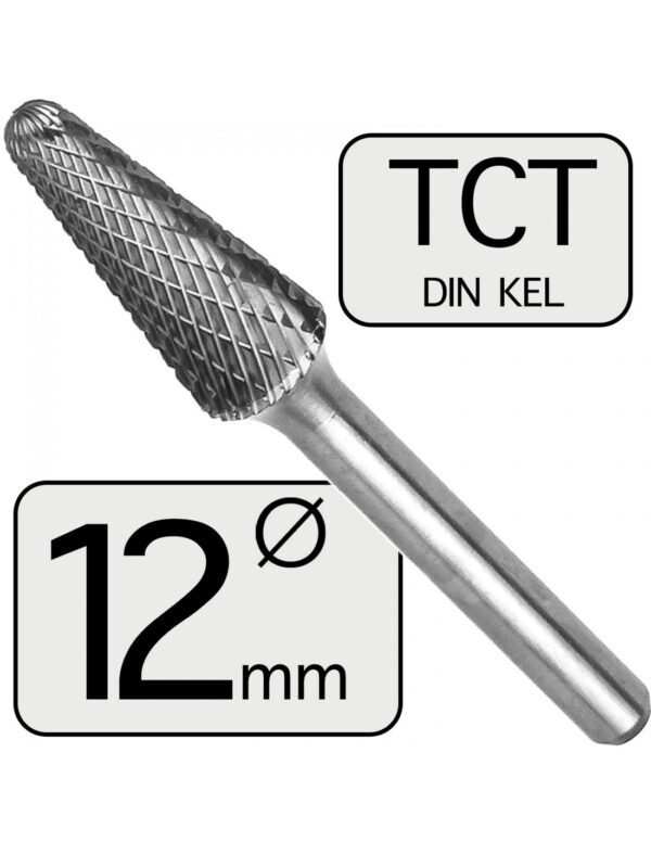 12 mm Pilnik Obrotowy KEL TCT Stożkowy Zaokrąglony Professional