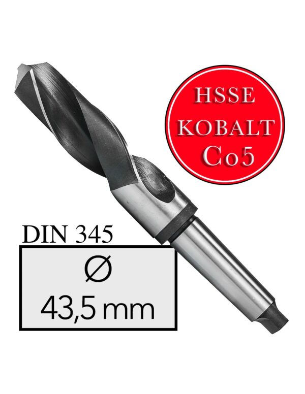 FI 43,5 mm Wiertło Do Metalu NWKc HSSE Co5 DIN 345 Stożek Morse'a MT4 Professional