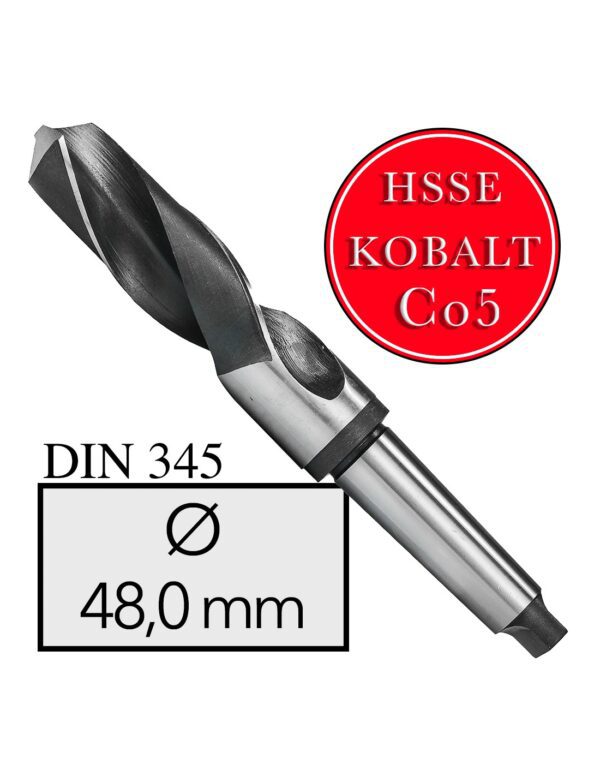 FI 48 mm Wiertło Do Metalu NWKc HSSE Co5 DIN 345 Stożek Morse'a MT4 Professional